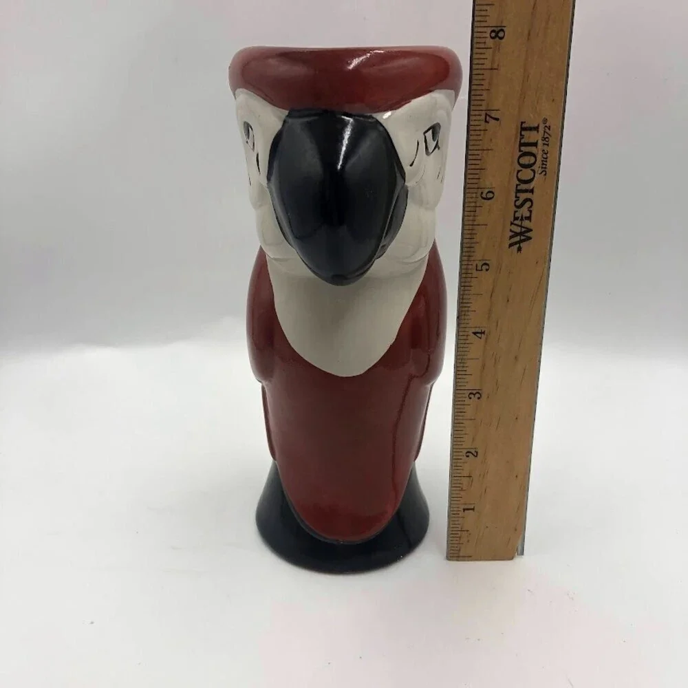 Vintage Ceramic Tropical Parrot Bird Tiki Vase Macaw Cup Planter